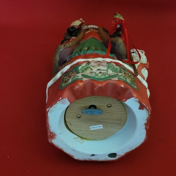 VTG Porcelain Santa Musical Plays Santa Claus Is Coming To Town Merry Ole Soul I - Picture 6 of 13